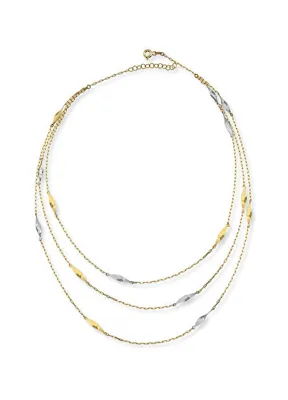 Orena Jewelry Üç Zincir Burma 14 Ayar Kadın Altın Kolye