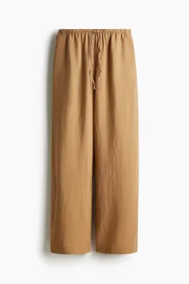 H&M Keten Karışımlı Düz Kesim Pantolon