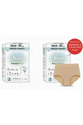 Sleepy Bio Natural Gece 30'lu Mega Paket + Yüksek Belli Toparlayıcı Külot (M-L-XL) HEDİYE!