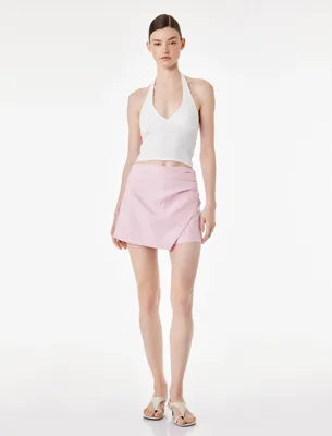 Koton Drape Detaylı Kruvaze Keten Mini Şort Etek