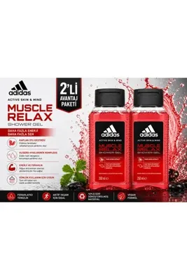 adidas Active Skin & Mind Muscle Relax Duş Jeli 250 ml - Tiger Herb Özlü Rahatlatıcı Bakım X 2 Adet