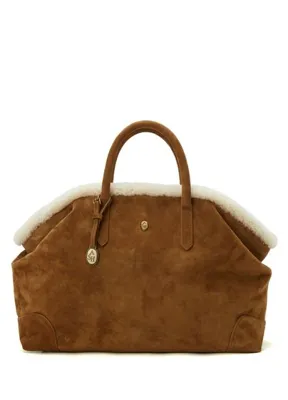 Ash Taba Shearling Detaylı Kadın Süet Omuz Çantası