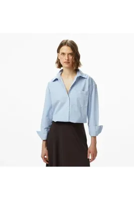 Guess Oversized Cepli Kadın Mavi Gömlek