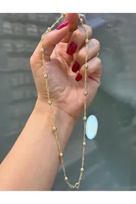 XUPING JEWELRY 14K RENGİ DÖNEN ZİNCİR 45CM TOPCUK ÇELİK KOLYE