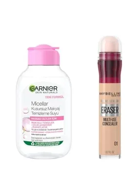 Trendexa Micellar Kusursuz Makyaj Temizleme Suyu (100 Ml) ve Instant Anti Age Eraser Kapatıcı, 01 Light, 6.8 ml