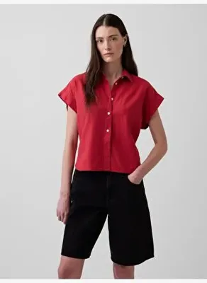 GAP Keten Karışımı Oversize Gömlek