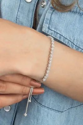 Else Silver 925 Ayar Gümüş Pırlanta Tasarımı Asansörlü Bileklik