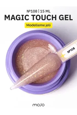 MOJO Tırnak Yapılandırma Jeli Magic Touch №107 (15 ml) – Bej Protez Tırnak Uzatma Modelleme UV LED Nail Art Jel