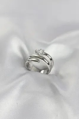 Genel Markalar Pirinç Gümüş Renk Sarmal Yılan Model Kadın Yüzük 5886 - 3B10015481-9125