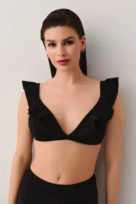 SUWEN Volanlı Üçgen Bikini Üst