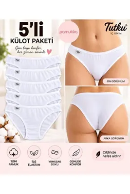 Tutku 5'li Beyaz Bikini Külot