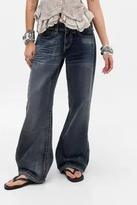 september island Jasika Antrasit Yıkama Efektli Renk Düşük Bel Jeans Pantolon