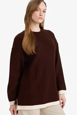 DeFacto Regular Fit Bisiklet Yaka Triko Kazak Tunik G7237AX25CW