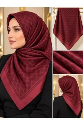 Genel Markalar kendinden desenli bordo eşarp