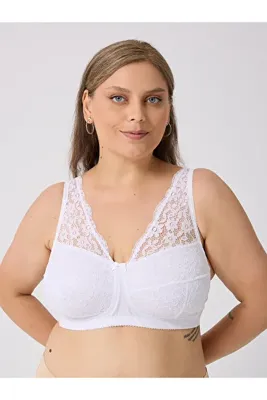 Brandpanty Kadın Beyaz Dantelli Kalın Askılı Balensiz Minimizer Sütyen 5938090-Nancy