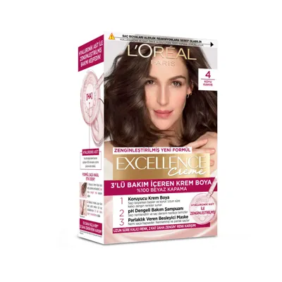 L'Oréal Paris Excellence Creme 4 Kahve Krem Saç Boyası %100 Beyaz Kapatma ve Zengin Bakım