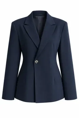 Laluvia Lacivert Vatkalı Belden Oturtma Blazer Ceket - 251004