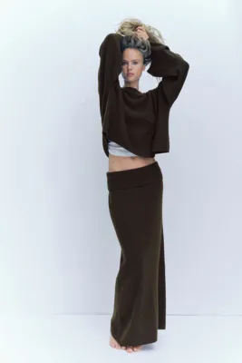H&M Lastik Örgülü Midi Etek