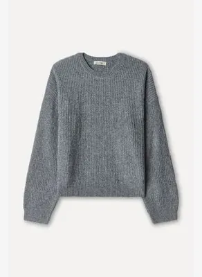 Mudo Kadın Gri Loose Fit Bisiklet Yaka Kazak