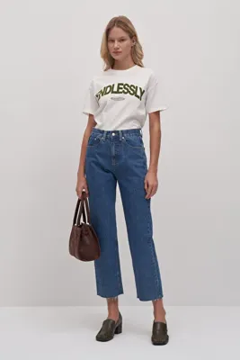 Mathilda Store Kadın Mavi Mathilda Wide Leg Cropped Denim Pantolon