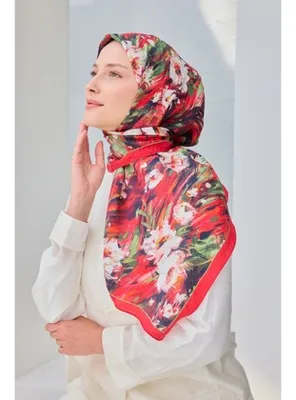 Silk Home Velora Eşarp Watercolor Flower Kırmızı