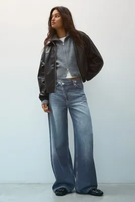 Bershka Çapraz bel geniş paça jean