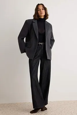 TRENDYOLMİLLA Koyu Antrasit Oversize Blazer Ceket TWOAW27BC00033