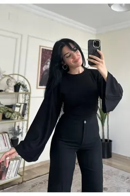 YELZEY BUTİK Drape Model Crop Bluz