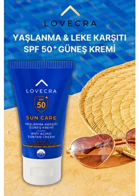 LOVECRA Güneş Kremi Spf 50+ Yüksek Uva/uvb Koruma Yağsız Yaşlanma ve Leke Karşıtı Vücut Kremi 50ML
