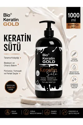 Bio Keratin Gold 1000 ml Keratin Bakım Sütü Krem Formda Tüm Saçlar İçin Güçlendirici Etki
