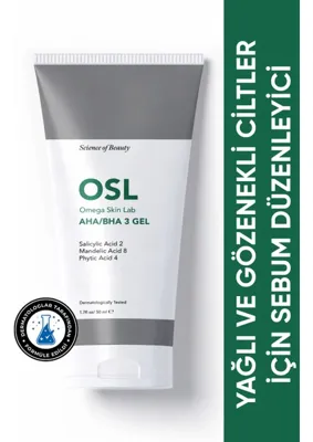OSL Omega Skin Laboratories Yağlı Ve Gözenekli Ciltler İçin Sebum Düzenleyci Jel - Aha/BHA 3 Gel 50ml