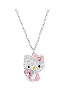 Blok Takı Hello Kitty Kalpli Taşlı Kadın Kolye