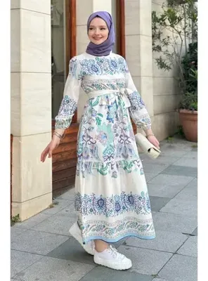 Modanisa Erna Lila Keten Dokulu Elbise