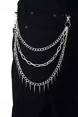 Karakedi Silver 3 Zincir Dikenli Gotik Pantolon Zinciri