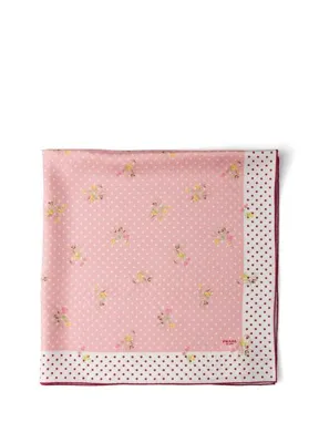 Prada Desenli Pembe İpek Twill Kadın Fular 90 x 90 cm
