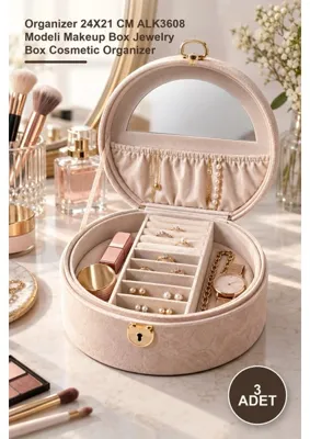 Yenilig 4 Adet Makyaj ve Takı Kutusu – Organizer 24X21 cm ALK3608 Modeli Makeup Box Jewelry Box Cosmetic Organizer