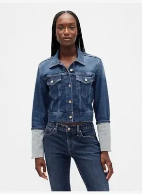 Gap Pin-Cuff Kısa Kol Icon Denim Ceket 