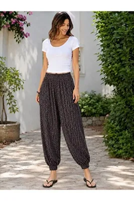 Derya Kurşun Desenli Manşetli Şalvar Pantolon 0527-022