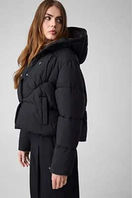 Guess FAUSTA KAPÜŞONLU KADIN ŞİŞME MONT SİYAH V6BL01W4268-JBLK