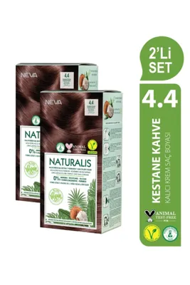 NEVA NATURALIS Amonyaksız 2'Lİ SET 4.4 KESTANE KAHVE Kalıcı Krem Saç Boyası Seti (VEGAN)