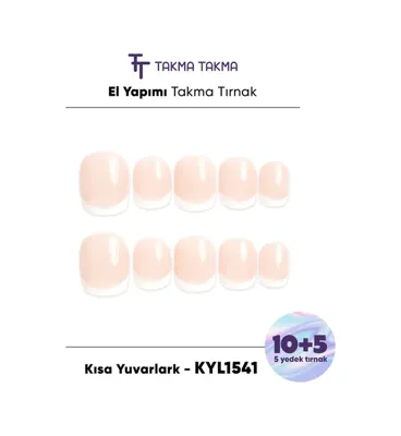 Takma Takma 15'li Ten Rengi Kısa Yuvarlark Kylk1541fk 10'lu Tekrar Kullanılabilir El Yapımı Protez Takma Tırnak M