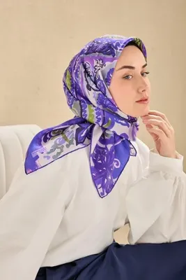 Silk Home Twill İpek Eşarp Art Desen Canlı Mor 90x90
