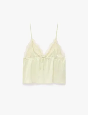 Koton Rahat Kalıp Dantel Detaylı Saten Askılı Pijama Üstü
