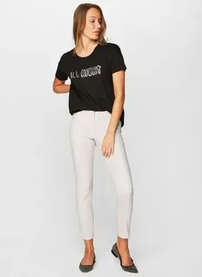 Faik Sönmez Ekru Kadın Slim Fit Pantolon - B00052