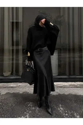 VERYMODA Kraşlı Saten Etek - Siyah | F1915 - Siyah