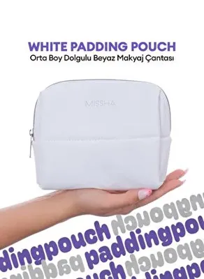 MISSHA Orta Boy Dolgulu Beyaz Makyaj Çantası MISSHA White Padding Pouch