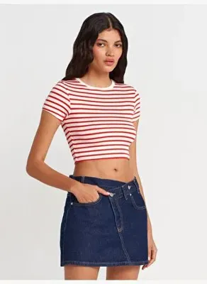 Dilvin 31889 Çizgili Crop Top