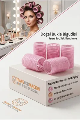 Transformacion 5 Cm Bigudi Isısız Saç Şekillendirme Doğal Bukle Bigudisi Profesyonel 6 ADET 719266