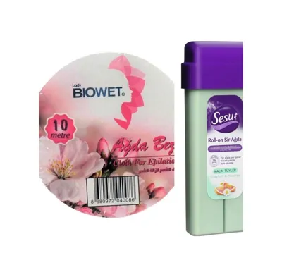 Sesu Kalın Tüyler Greyfurt ve Papatya Roll-on Sir Ağda + Biowet Ağda Bezi 10 M