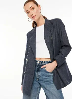 Fabrika Kruvaze Lacivert Kadın Blazer  F3WL-CKT1